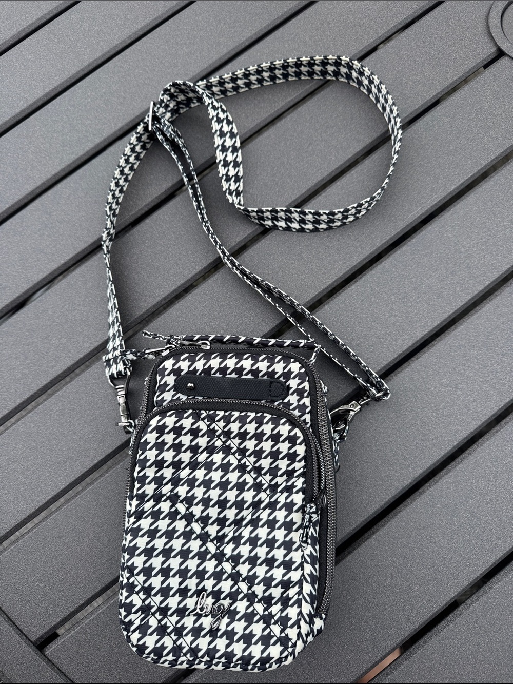 lug Skeeter Mini B Houndstooth Crossbody Bag